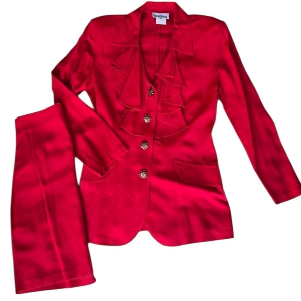 FRANCINE BROWER Women's Brazer Skirt Set Red size 6 Vintage
